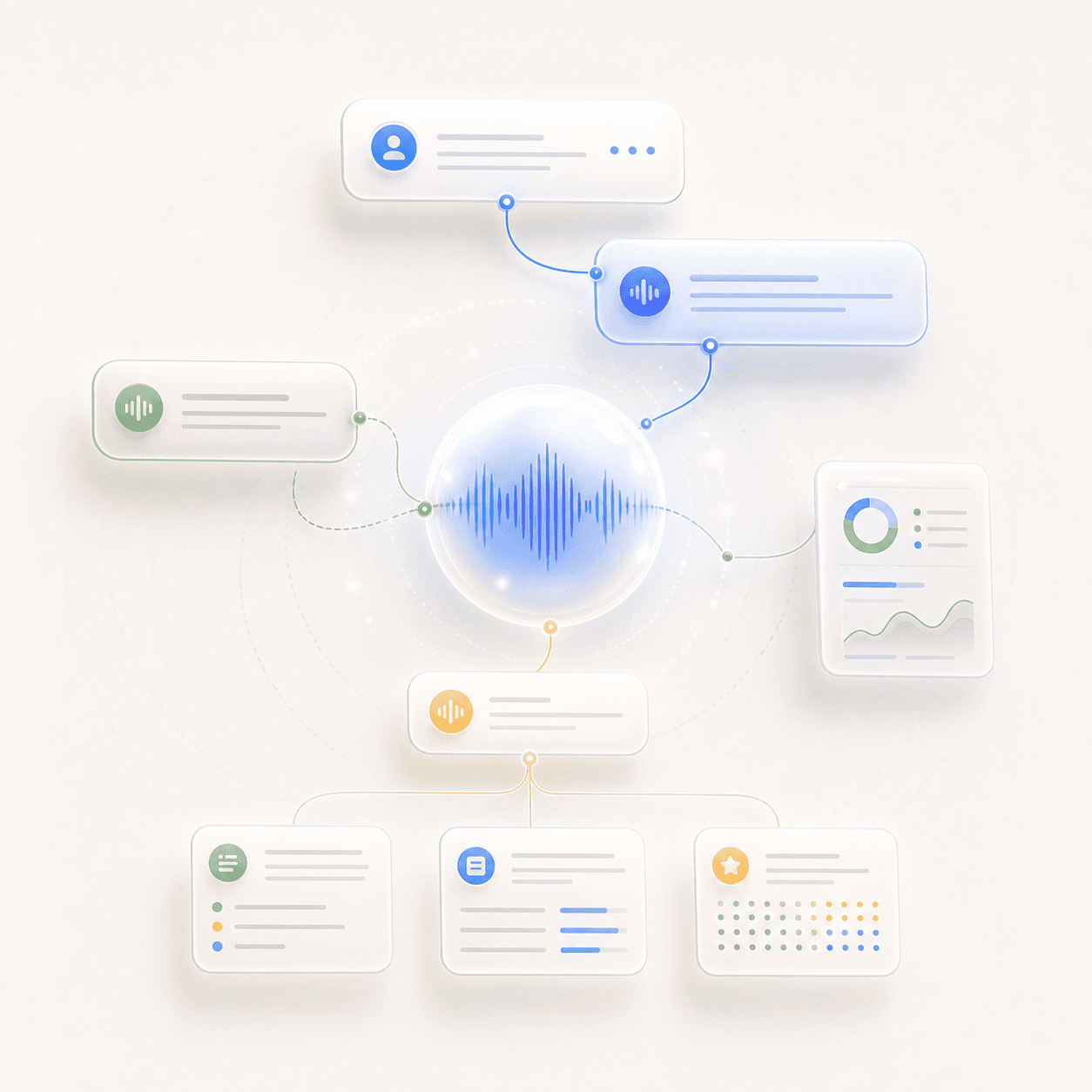 Adaptive voice conversation turning follow-up answers into structured context cards.